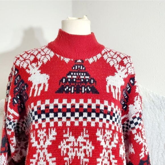 Michael Carrie High Neck "Ugly Christmas Sweater" Size M - Picture 6 of 12